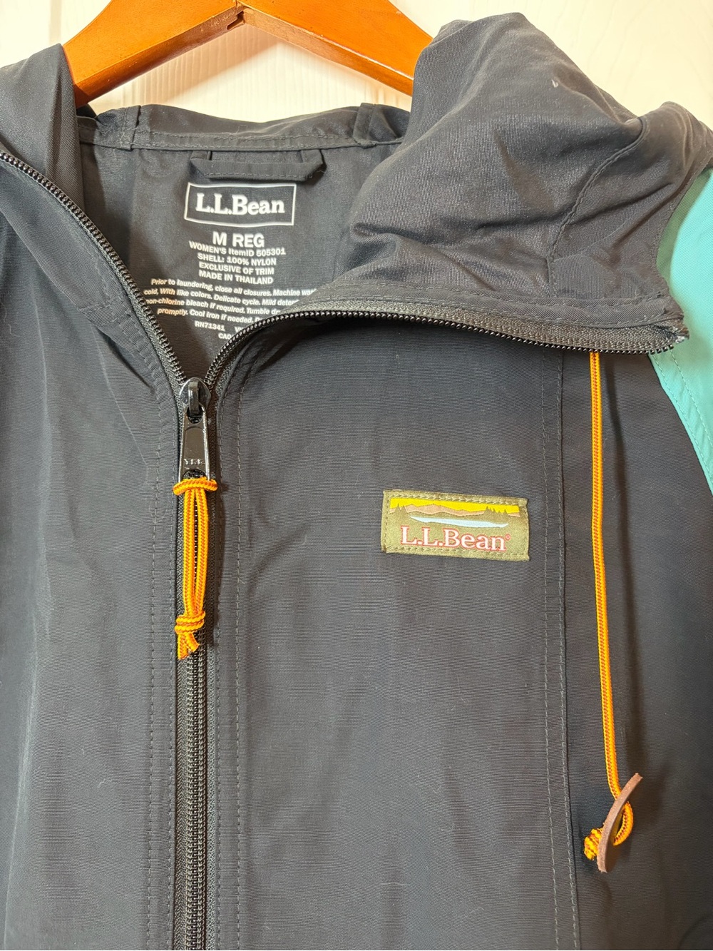 L.L. Bean Colorblock Mountain Anorak Windbreaker Jacket Teal, Black & Purple - Picture 2 of 7